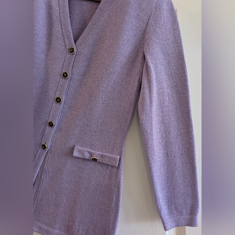 St John Collection Santana Knit Lavender Purple Cardigan Wool Blend Size 2 - Picture 5 of 13